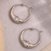 E.B.belle-pendientes de aro con forma de luna abstracta para mujer, joyería elegante, redonda, hipoalergénica, Color dorado/plateado, de acero inoxidable