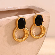 E.B.belle-pendientes de circonita verde con forma ovalada, estilo clásico, chapado en oro de 18 quilates, joyería de oreja de acero inoxidable para fiesta para mujer