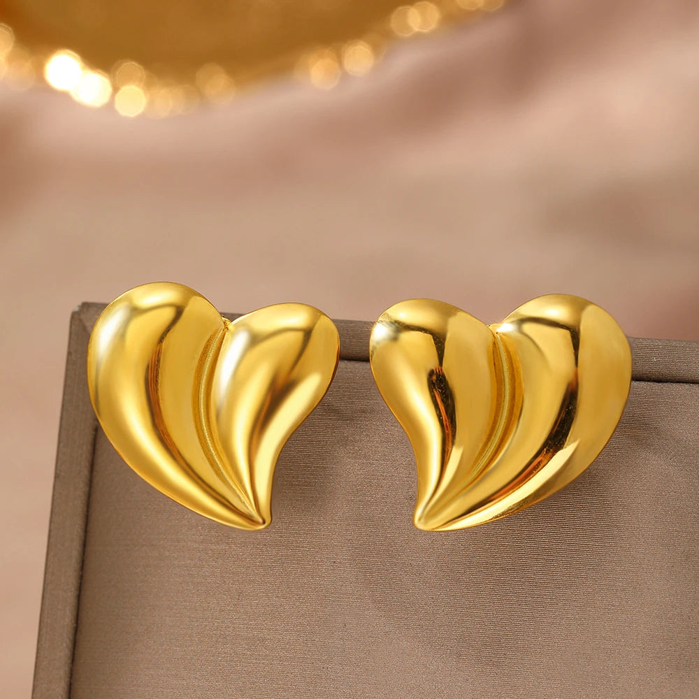 Pendientes de acero inoxidable para mujer, accesorios populares asimétricos de corazón de melocotón, joyería para personas mayores, regalo de cumpleaños