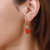 Zora-pendientes colgantes de acero inoxidable chapados en oro de 18 quilates para mujer, aretes colgantes de fresa y cereza, joyería resistente al agua de alta calidad