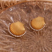 Pendientes de concha de circonita