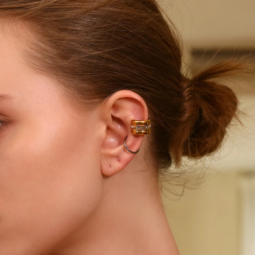 E.B.belle-pendientes de circonita cúbica, aretes pequeños, redondos, resistentes al agua, con Clip de piedra, coloridos, transparentes, sin deslustre