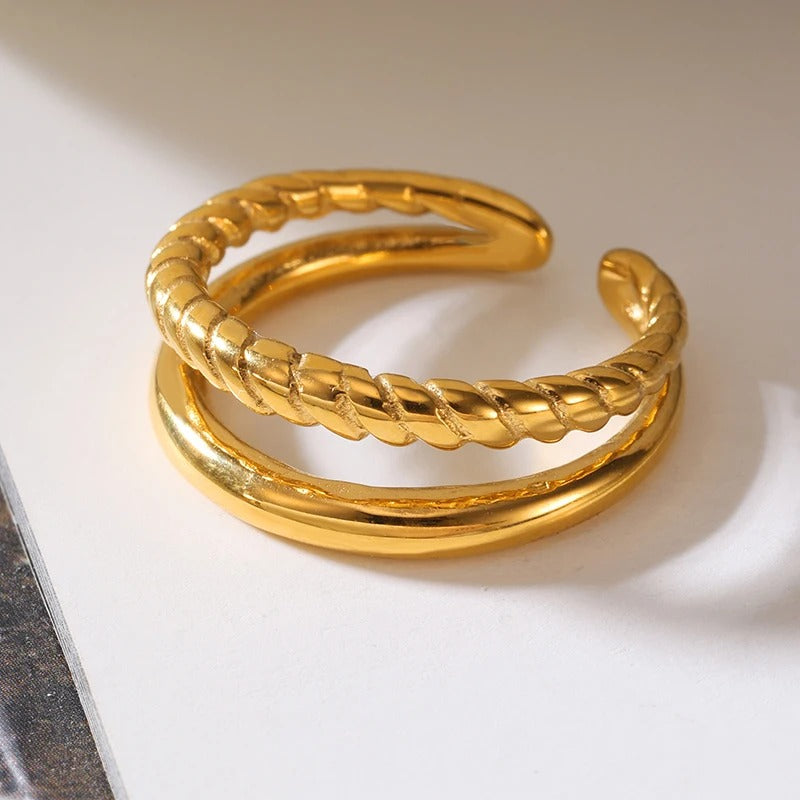 Anillo de oro ajustable apilable